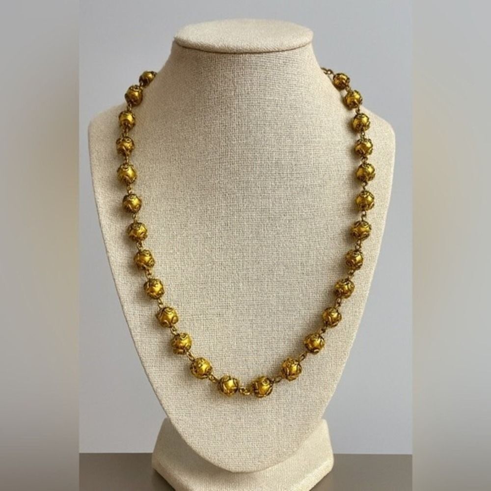Vintage Womens Gold Tone‎ Intricate Filigree Detailed Halikon Princess Necklace